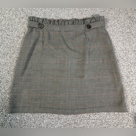 Like new! Topshop plaid brown, black, and red high waisted ruffle top skirt l 10 - Picture 1 of 6